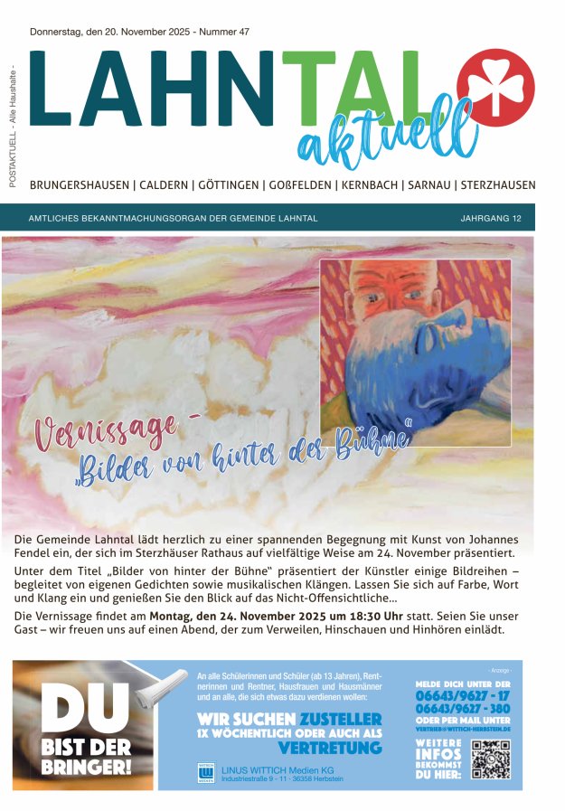 Amtliches Bekanntmachungsorgan der Gemeinde Lahntal Titelblatt 47/2025