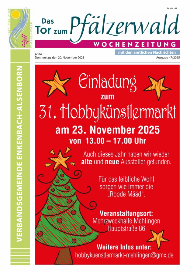 Das Tor zum Pfälzer Wald - VG Enkenbach-Alsenborn Titelblatt 47/2025