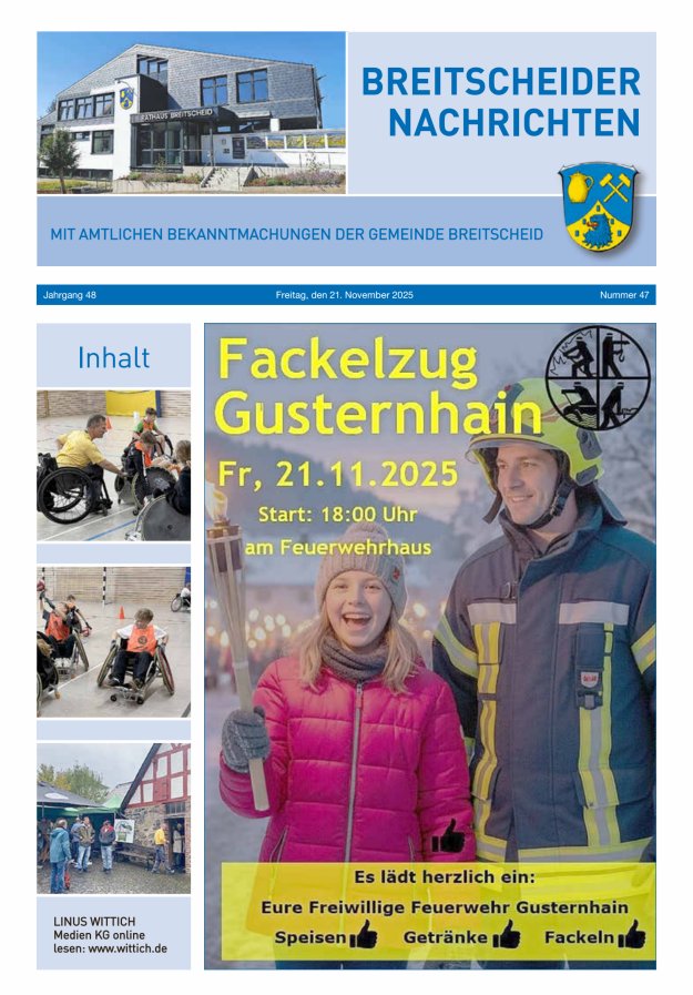 Breitscheider Nachrichten Titelblatt 47/2025