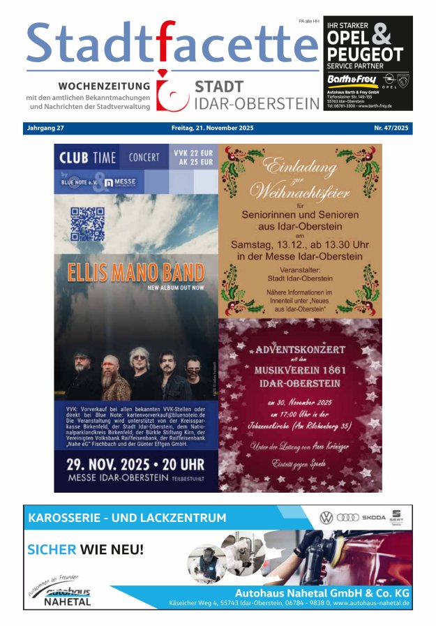Stadtfacette Idar-Oberstein Titelblatt 47/2025