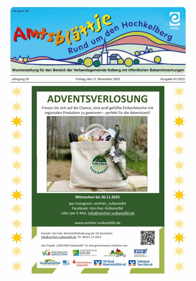 Amtsblättje - Rund um den Hochkelberg Titelblatt 47/2025