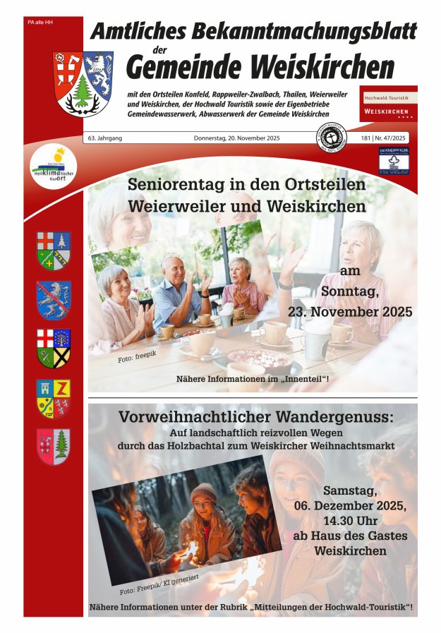 Amtliches Bekanntmachungsblatt der Gemeinde Weiskirchen Titelblatt 47/2025