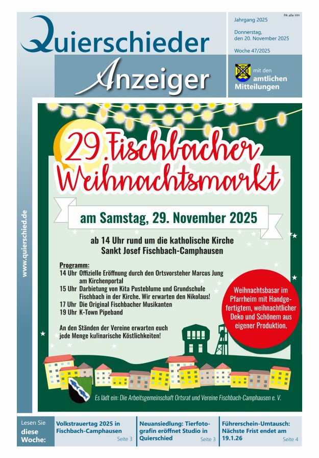 Quierschieder Anzeiger Titelblatt 47/2025