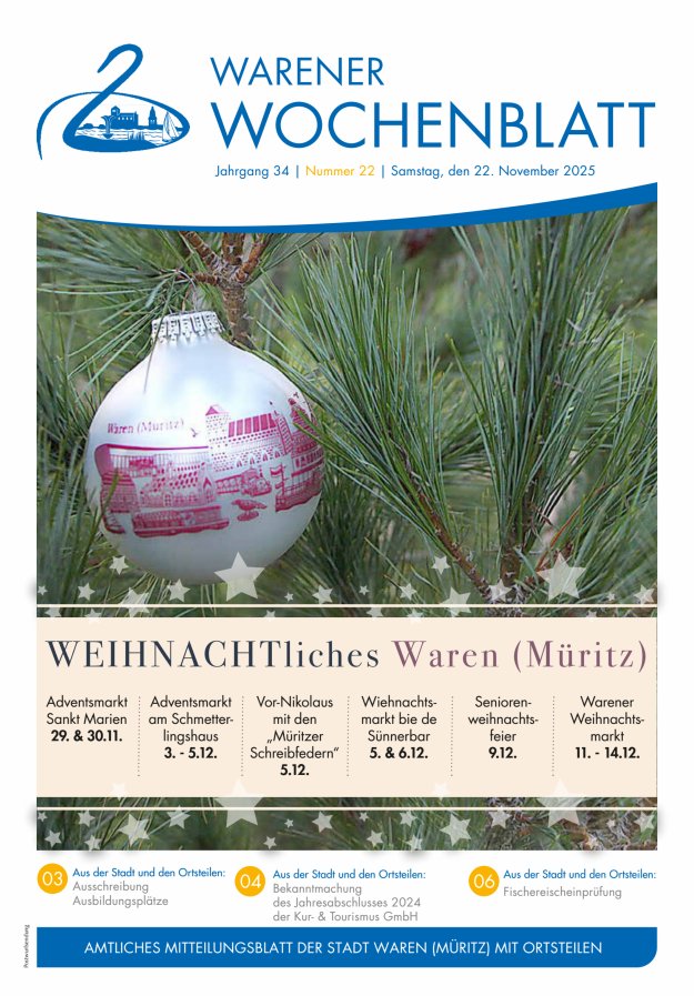 Warener Wochenblatt Titelblatt 22/2025