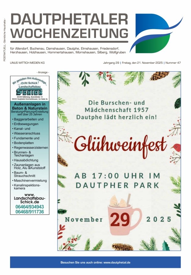 Dautphetaler Wochenzeitung Titelblatt 47/2025