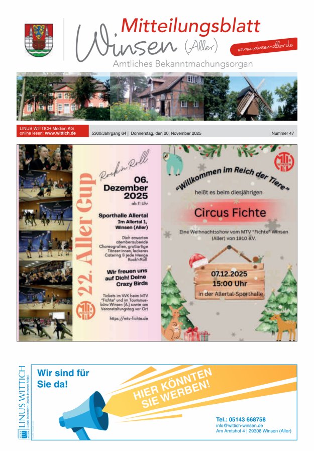 Mitteilungsblatt der Gemeinde Winsen Titelblatt 47/2025