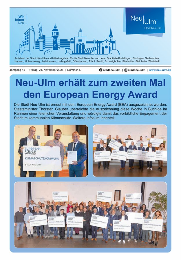 Amtsblatt der Stadt Neu-Ulm und Mitteilungsblatt für die Stadt Neu-Ulm Titelblatt 47/2025