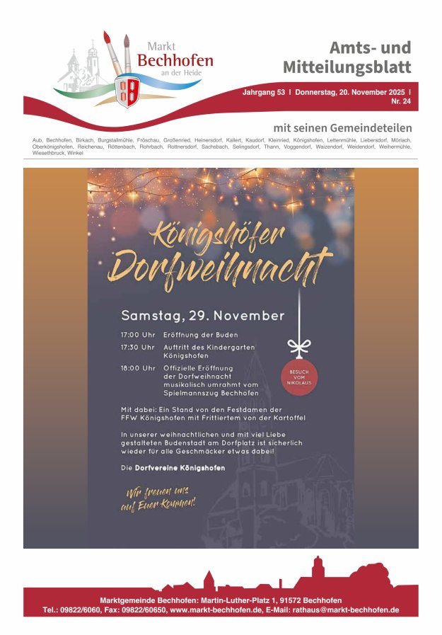 Amts- und Mitteilungsblatt für den Markt Bechhofen Titelblatt 24/2025