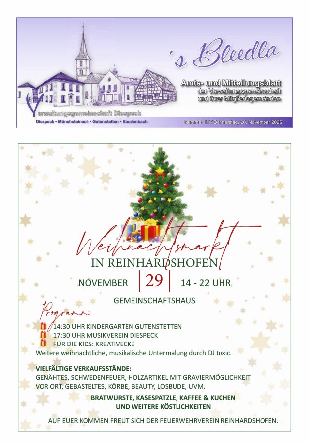 Amts- und Mitteilungsblatt VGem Diespeck Titelblatt 47/2025