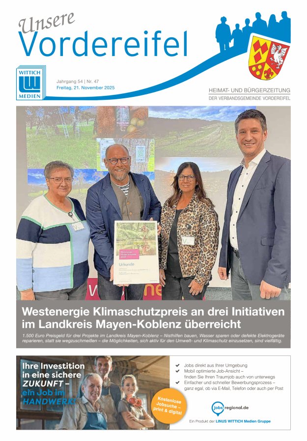 Mitteilungsblatt Vordereifel - Heimat- u Bürgerzeitung der VG Vordereifel Titelblatt 47/2025