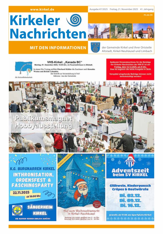 Kirkeler Nachrichten Titelblatt 47/2025