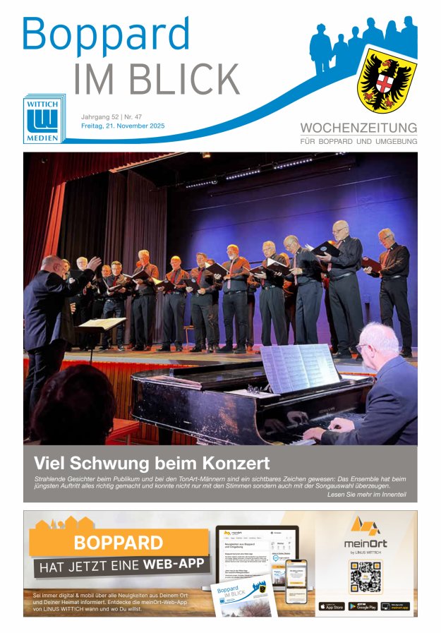 Boppard im Blick - Heimatzeitung für die Stadt Boppard Titelblatt 47/2025