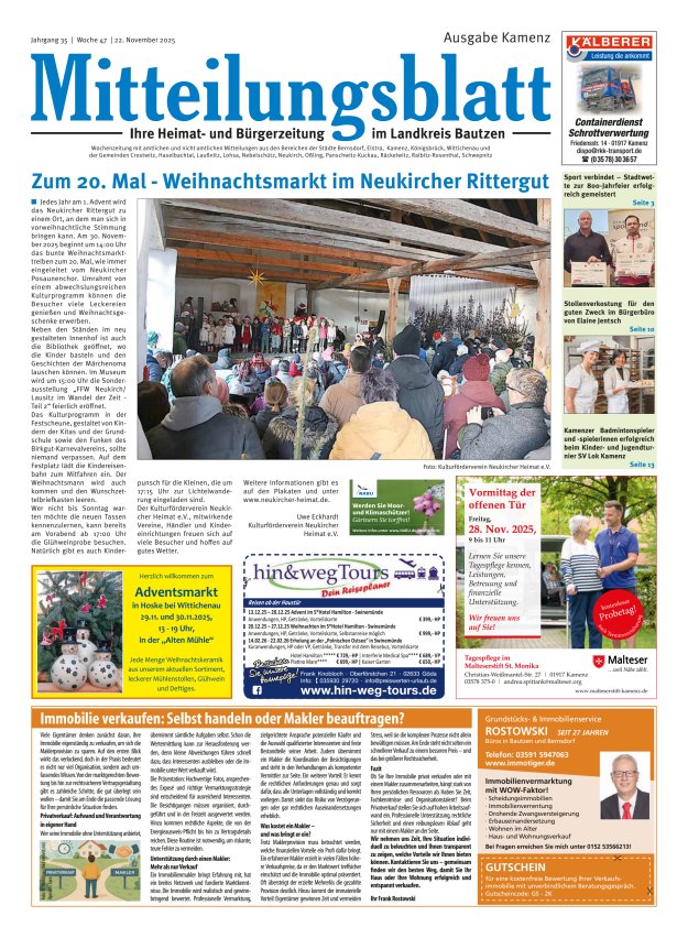Mitteilungsblatt LK Bautzen Ausgabe Kamenz Titelblatt 46/2025