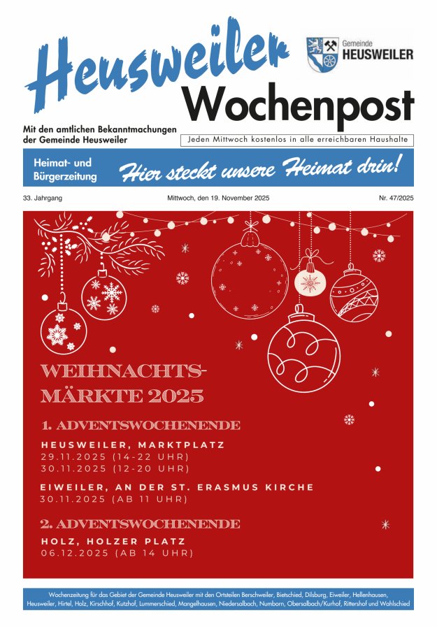 Heusweiler Wochenpost Titelblatt 47/2025