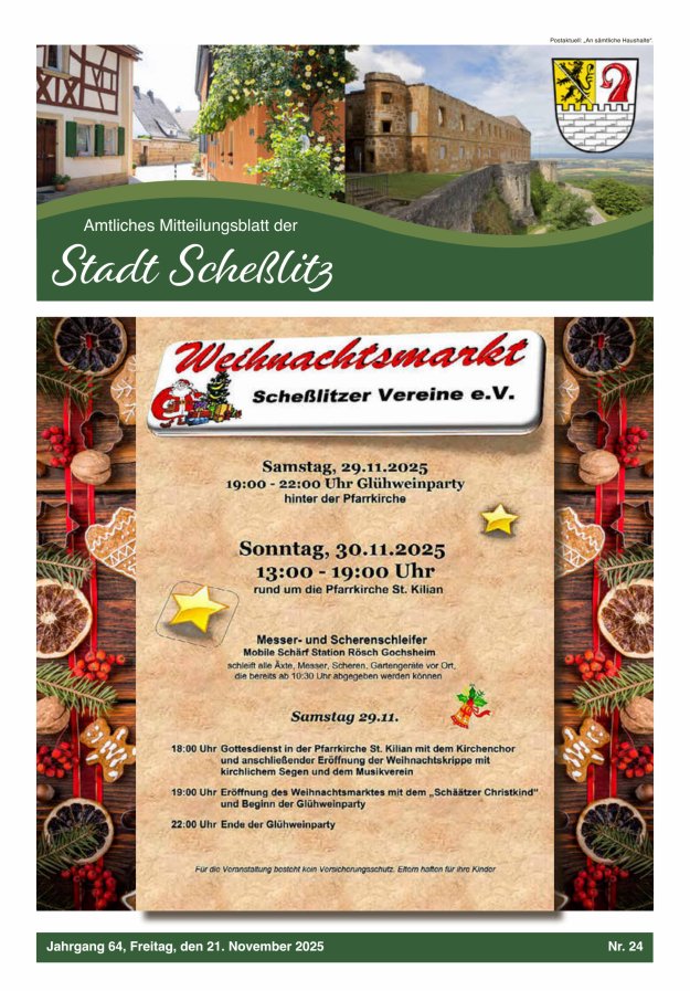 Scheßlitzer Anzeiger - Amtliches Mitteilungsblatt der Stadt Scheßlitz Titelblatt 24/2025