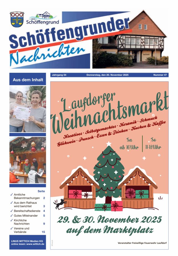 Schöffengrunder Nachrichten Titelblatt 47/2025