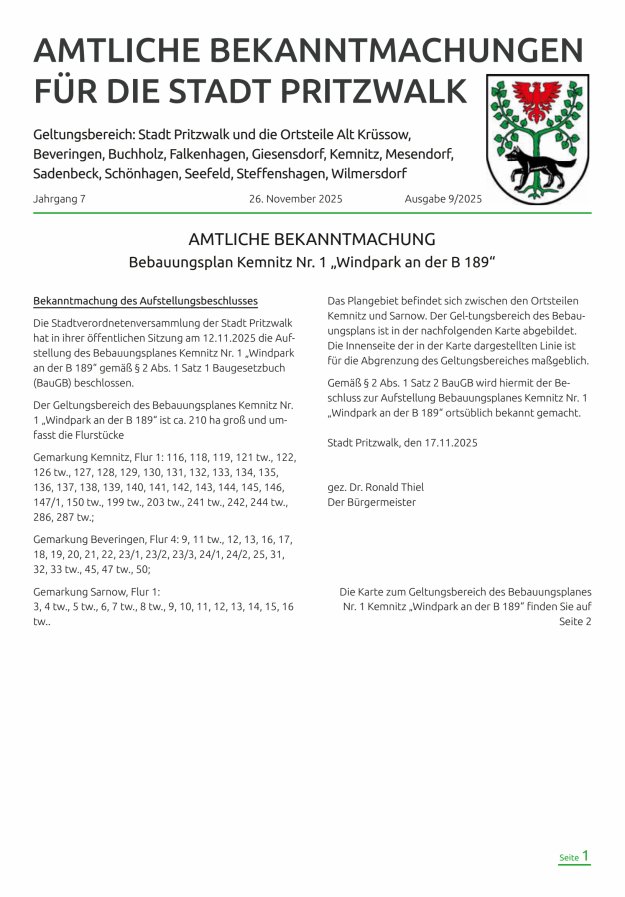 Pritzwalk im Blick Titelblatt 21/2025