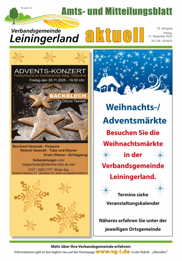 VG Leiningerland aktuell Titelblatt 47/2025