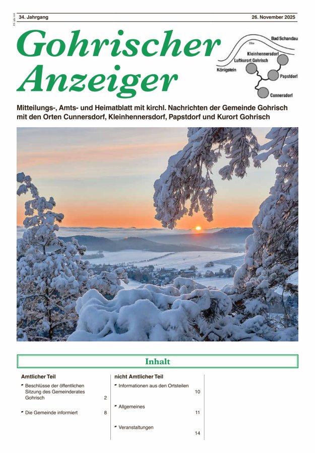 Gohrischer Anzeiger Titelblatt 11/2025