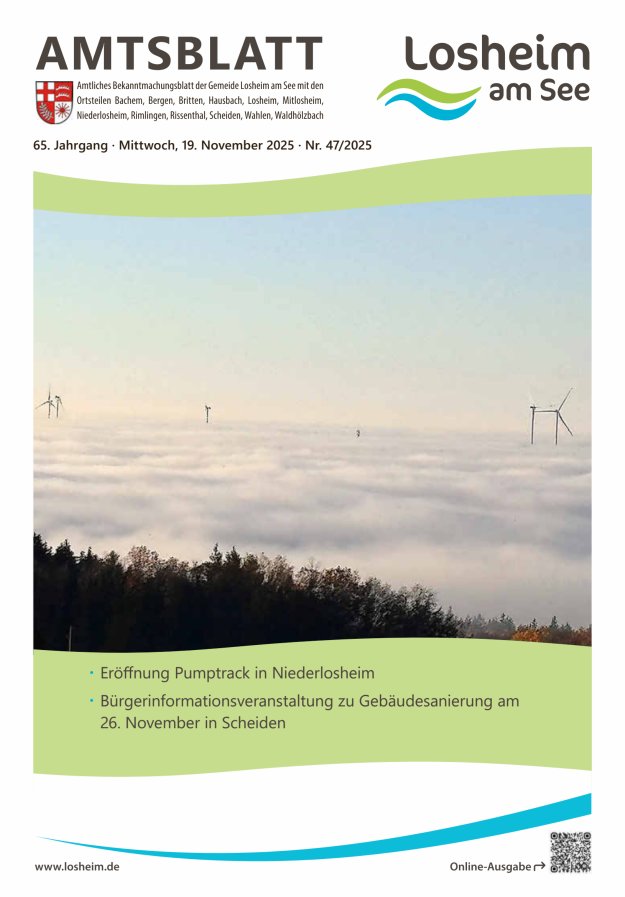 Amtliches Bekanntmachungsblatt der Gemeinde Losheim am See Titelblatt 47/2025