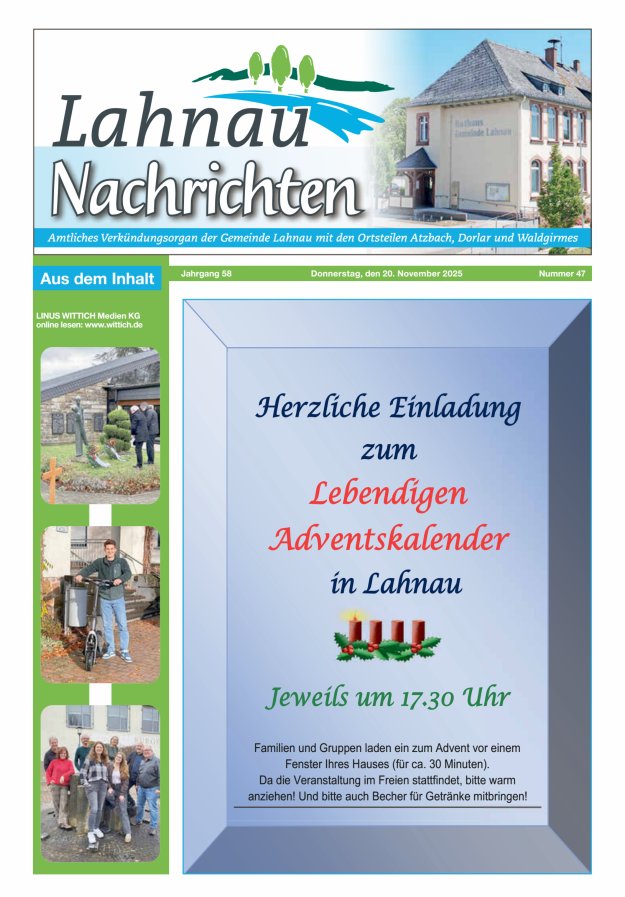 Lahnau Nachrichten Titelblatt 47/2025