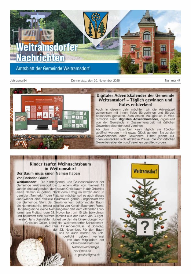 Weitramsdorfer Nachrichten Titelblatt 47/2025