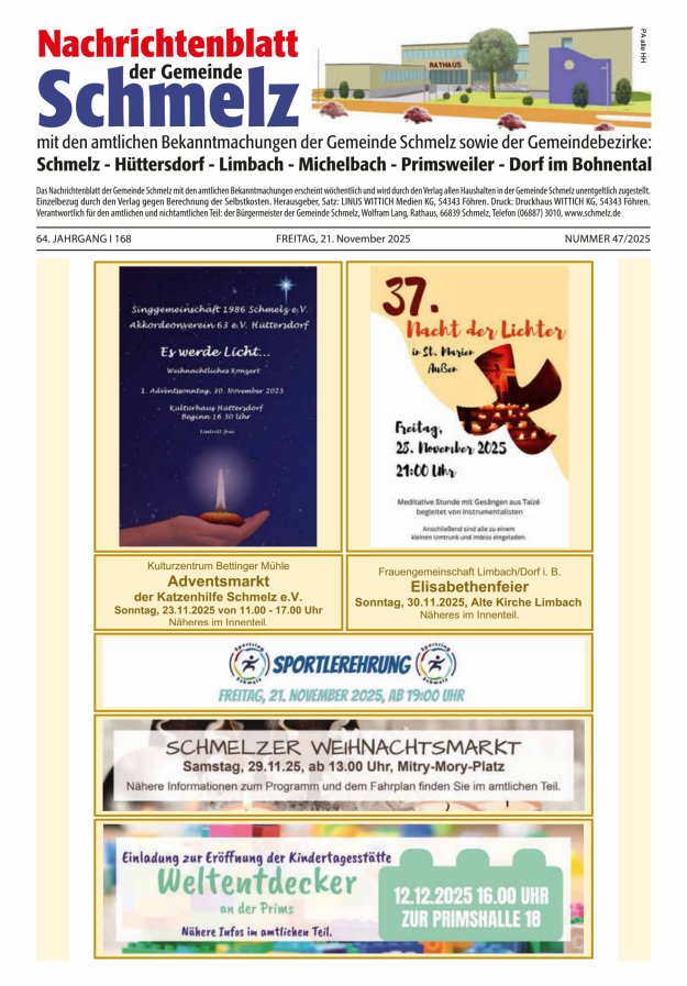 Nachrichtenblatt Schmelz Titelblatt 47/2025