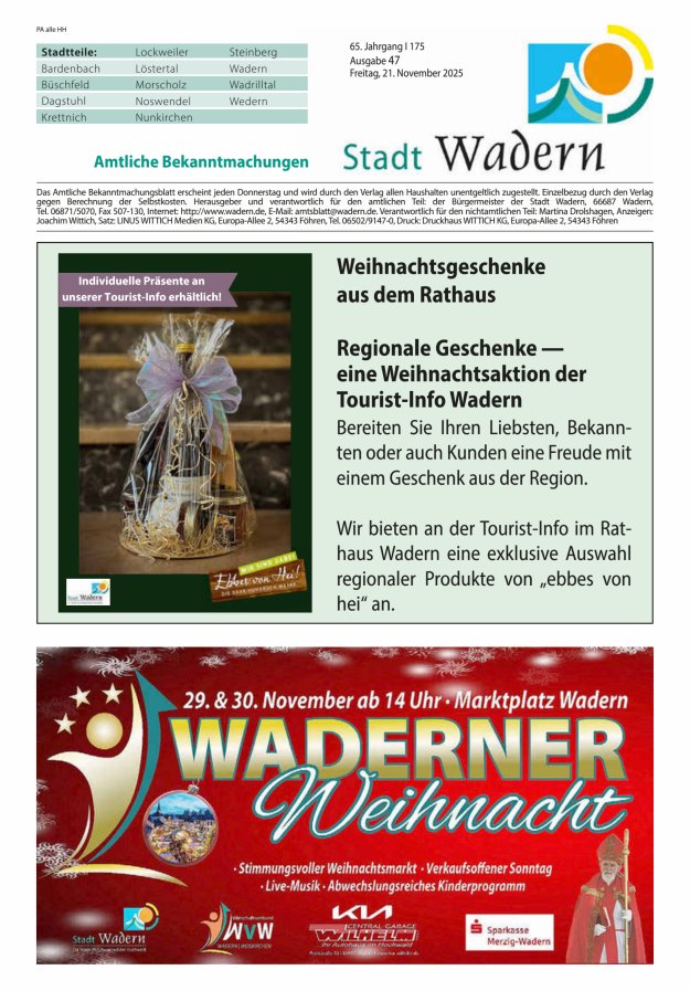 Stadt Wadern Titelblatt 47/2025