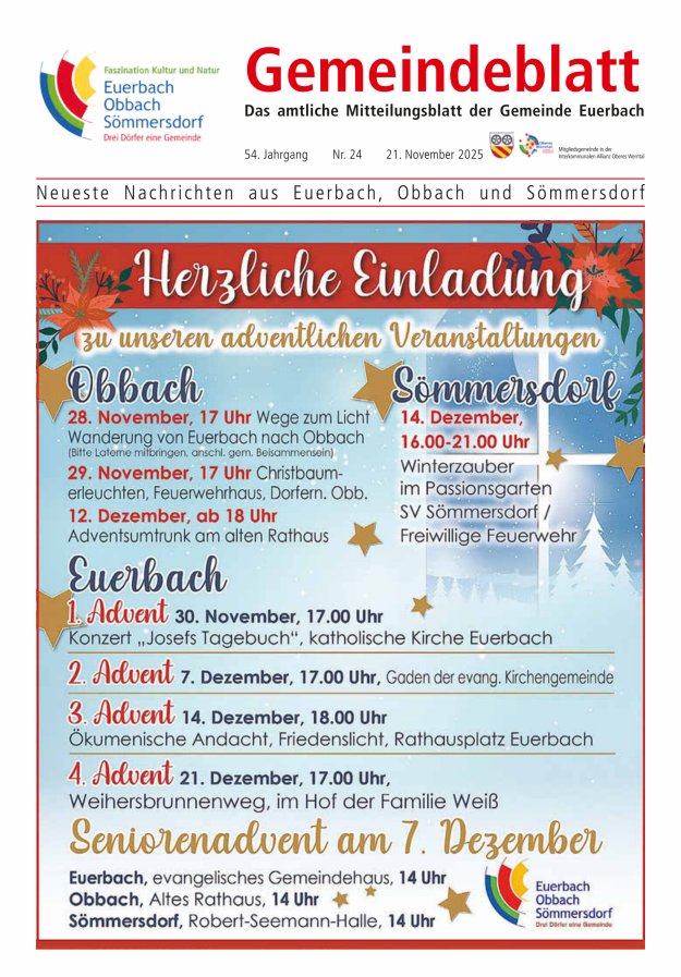 Gemeindeblatt der Gemeinde Euerbach Titelblatt 24/2025