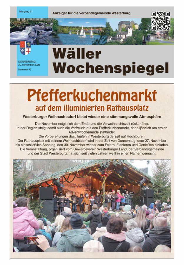 Wäller Wochenspiegel - Anzeiger für die Verbandsgemeinde Westerburg Titelblatt 47/2025