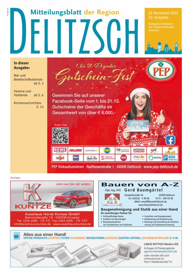 Mitteilungsblatt der Region Delitzsch Titelblatt 23/2025
