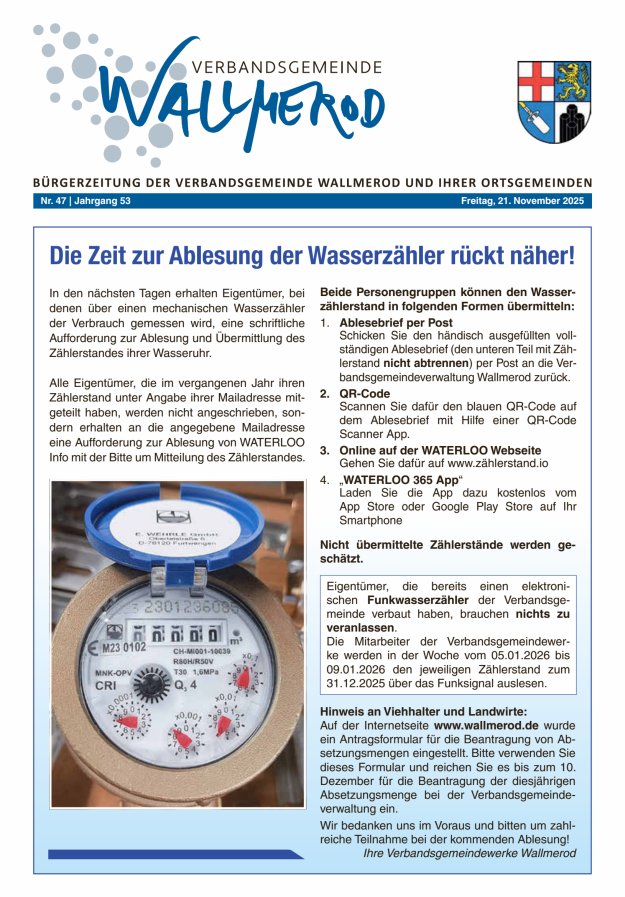 Wir über uns - Verbandsgemeinde Wallmerod Titelblatt 47/2025