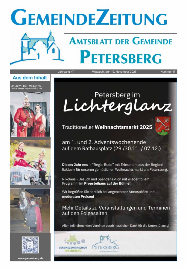Amtsblatt Blickpunkt Petersberg Titelblatt 47/2025