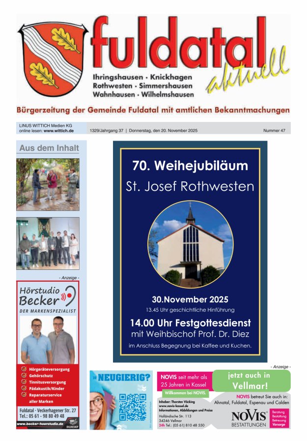 Fuldatal aktuell Titelblatt 47/2025