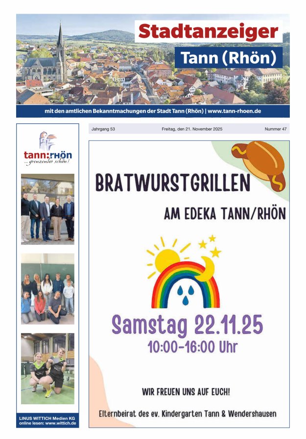 Stadtanzeiger Tann (Rhön) Titelblatt 47/2025