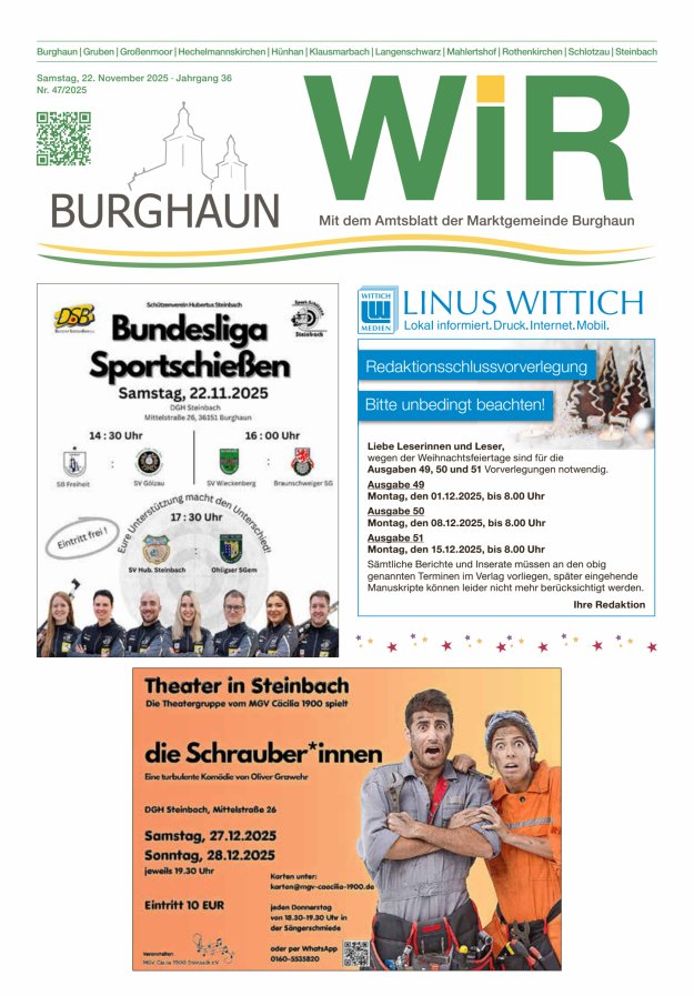WIR - mit Amtsblatt der Marktgemeinde Burghaun Titelblatt 47/2025