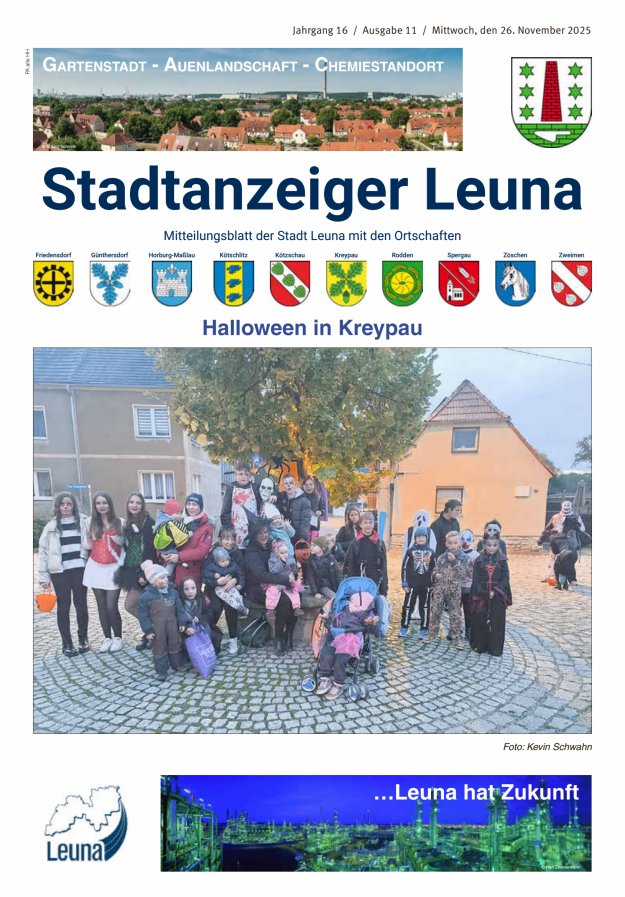 Stadtanzeiger – Mitteilungsblatt der Stadt Leuna mit den Ortschaften Titelblatt 11/2025