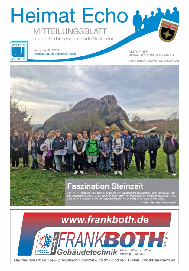 Heimat-Echo - Heimat- und Bürgerzeitung Verbandsgemeinde Vallendar Titelblatt 47/2025