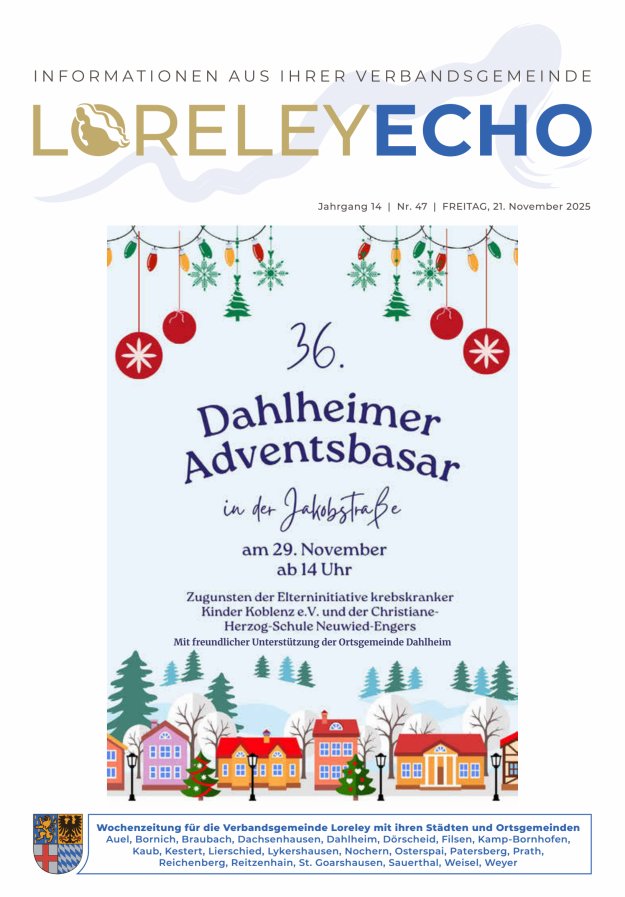 Loreley-Echo - Mitteilungsblatt der Verbandsgemeinde Loreley Titelblatt 47/2025