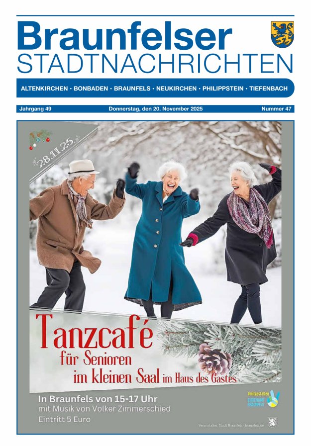 Braunfelser Stadtnachrichten Titelblatt 47/2025