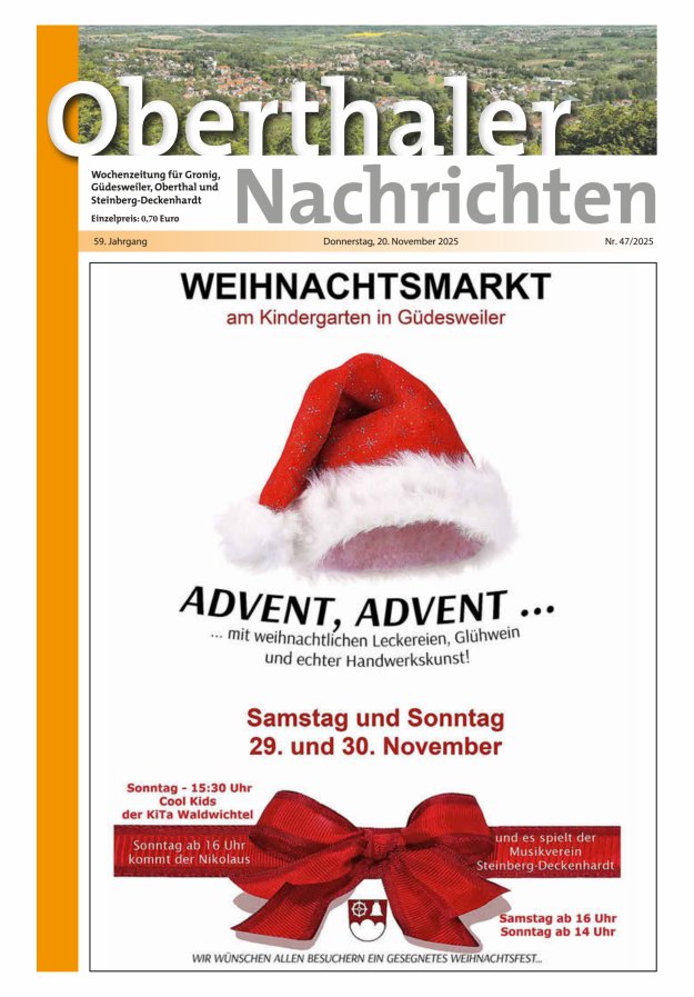 Oberthaler Nachrichten Titelblatt 47/2025