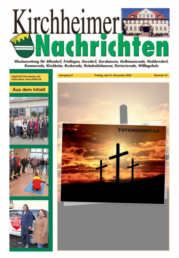 Kirchheimer Nachrichten Titelblatt 47/2025