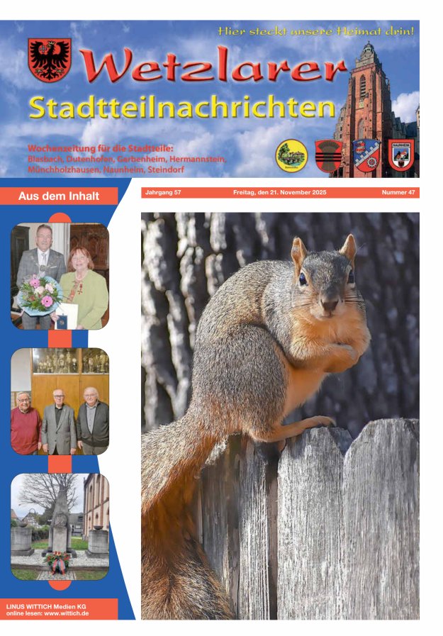 Wetzlarer Stadtteilnachrichten Titelblatt 47/2025