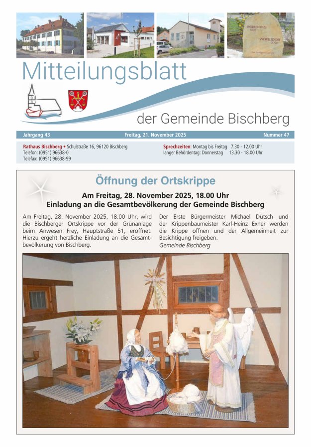 Mitteilungsblatt der Gemeinde Bischberg Titelblatt 47/2025