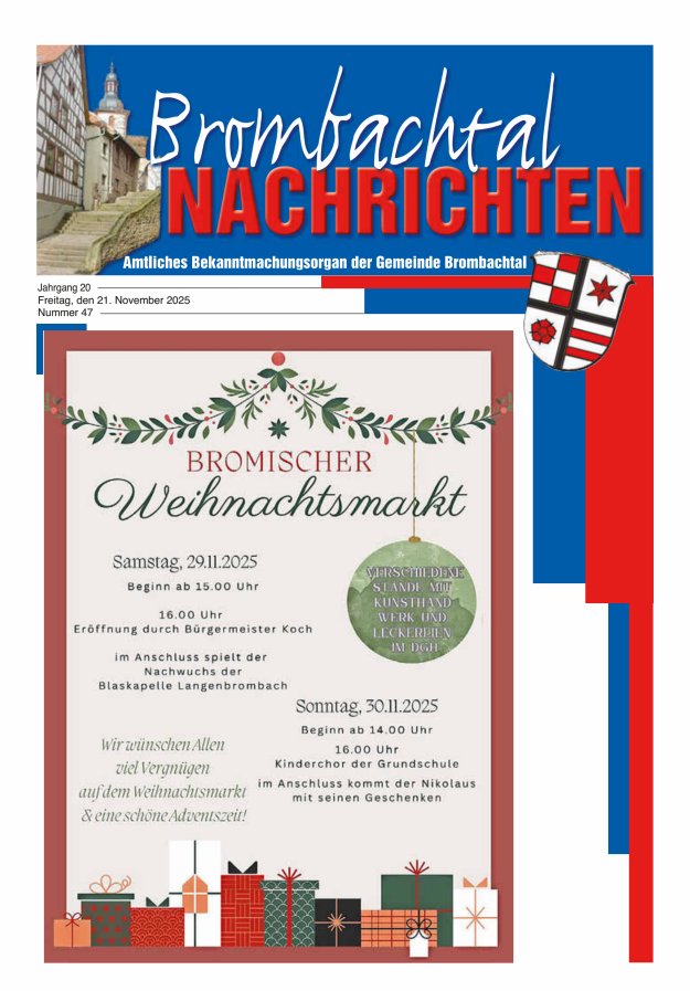 Brombachtal-Nachrichten Amtsblatt der Gemeinde Brombachtal Titelblatt 47/2025