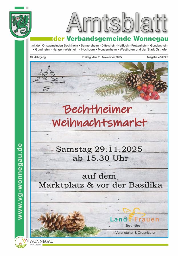 Amtsblatt VG Wonnegau Titelblatt 47/2025