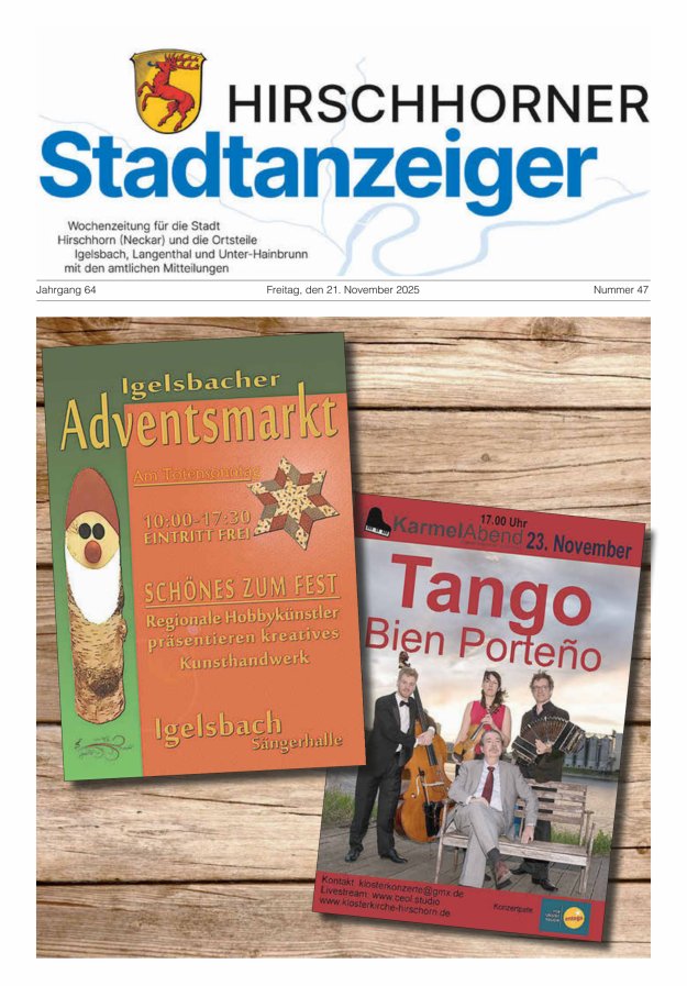 Hirschhorner Stadtanzeiger Titelblatt 47/2025