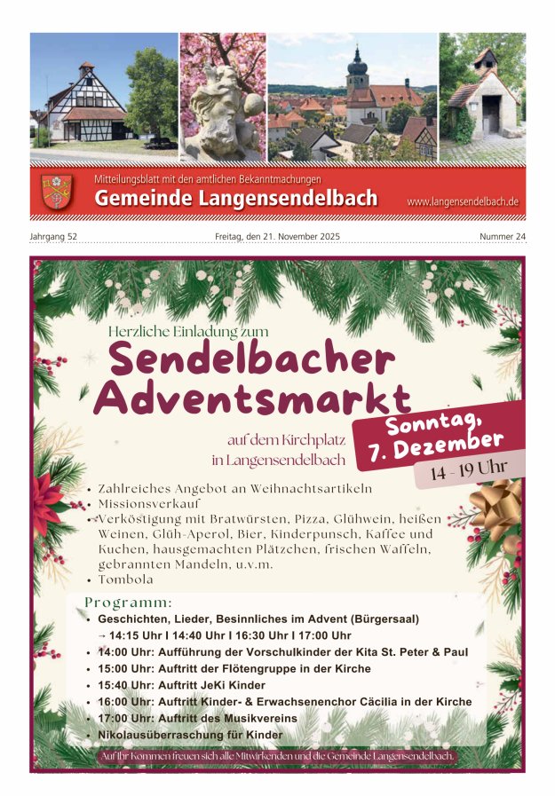 Mitteilungsblatt - Gemeinde Langensendelbach Titelblatt 24/2025