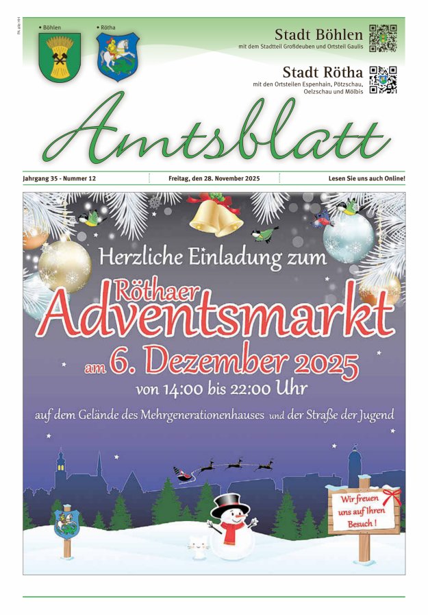 Amtsblatt der Stadt Böhlen Titelblatt 12/2025