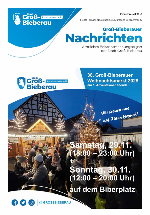 Groß-Bieberauer Nachrichten Titelblatt 47/2025